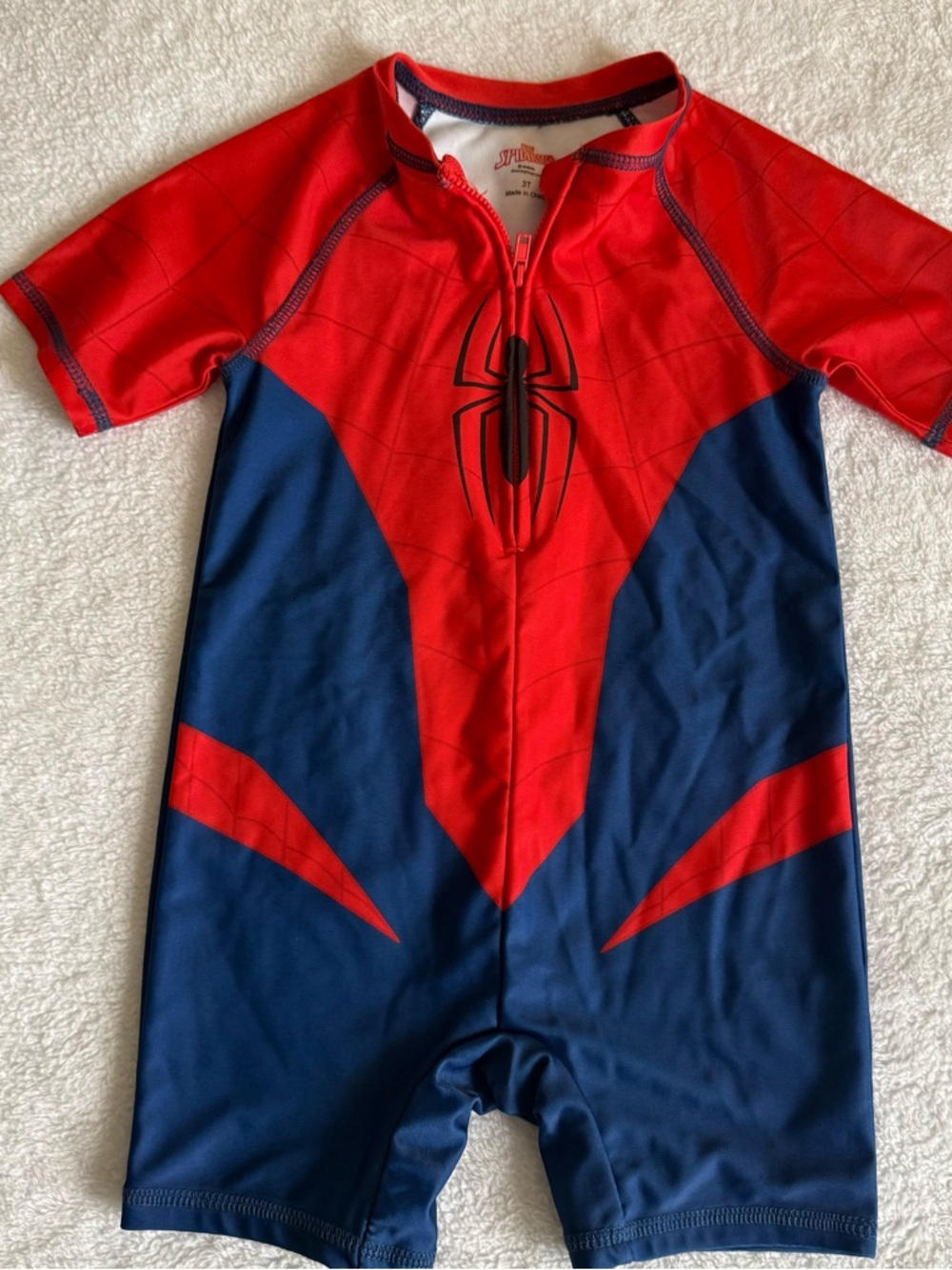 Marvel Red & Navy Spider Emblem Zip-Up Swimsuit